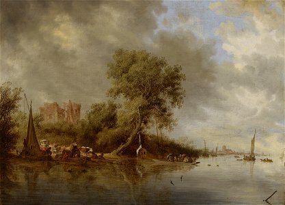 Salomon Jacobsz. van Ruysdael (1600/1603–1670): River Landscape with the Ruins of the Castle of Egmond / Jokimaisema, Egmondin linnan raunio / Flodlandskap, slottet Egmonds ruiner