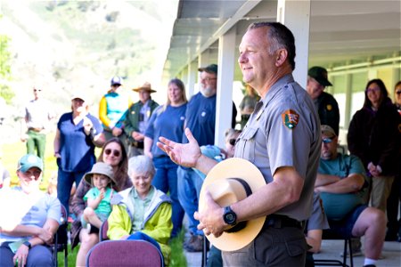 Yellowstone flood event 2022: Superintendent, Cam Sholly, speaks to employees at Mammoth employee meeting (2) photo