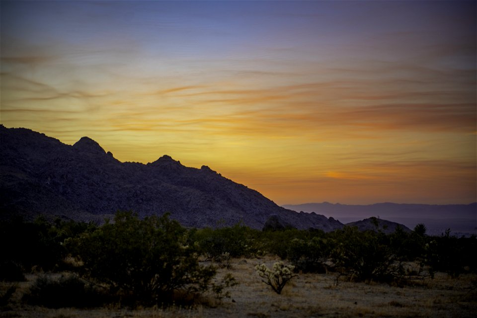 Sunset from North Backcountry Board overlooking city of Twentynine Palms