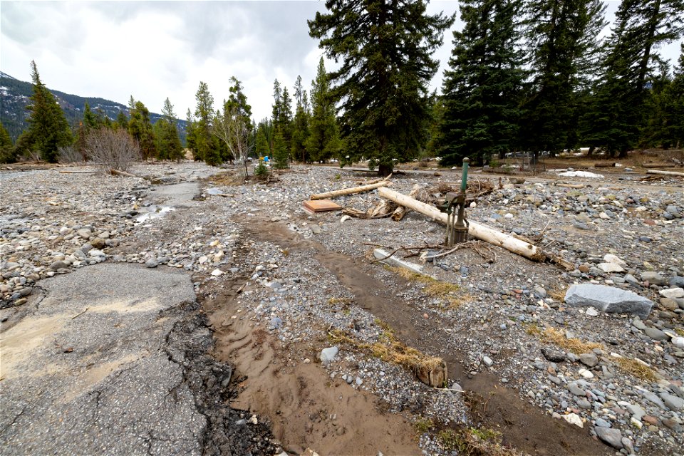 Northeast Entrance Road flood repairs: Pebble Creek Campground (2)