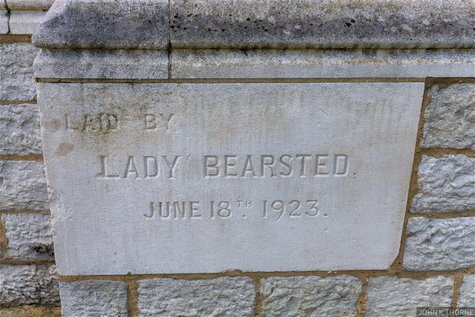 Laid by Lady Bearsted June 18th 1923.