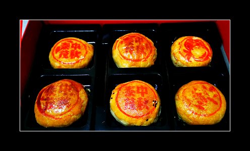 Traditional mooncakes for mid-autumn or mooncake festival photo