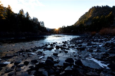Sunrise over the confluence of the Yellowstone River and Blacktail Creek