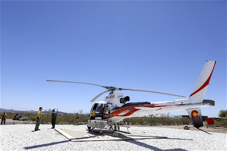 MAY 19: Rear view of helitack helicopter at base photo