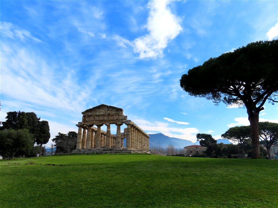 Front and Tree of Temple of Athena Paestum Italy
