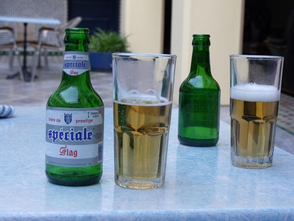 Beer bottles drink