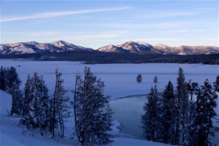 View of the Yellowstone River and Washburn Range from Grizzly Overlook in Hayden Valley photo