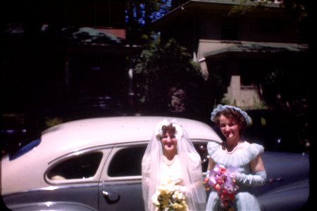 1940s Kodachrome titled "Pelusi Wedding 6-5-48."