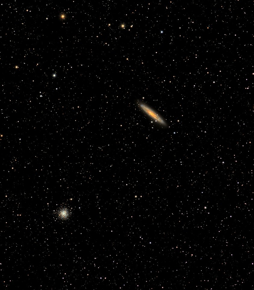 NGC 253 and the globular cluster NGC 288 in Sculptor