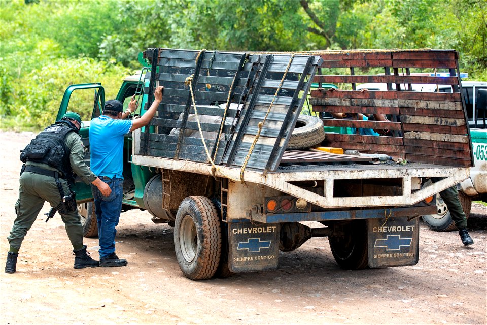 Searching for drugs - Colombia police