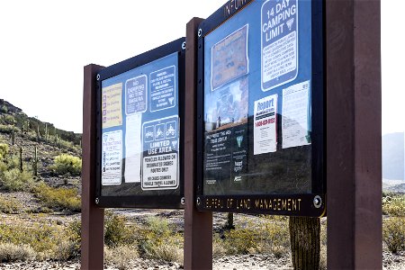 MAY 21: Bureau of Land Management sign at Vulture Mountains Recreation Area photo
