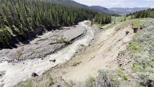 Yellowstone flood event 2022: Northeast Entrance Road washouts near Trout Lake Trailhead (2)