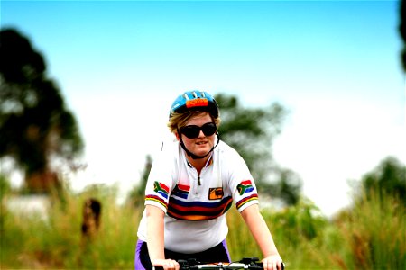 Johannesburg - 94.7 Cycle Race - lady straggler photo