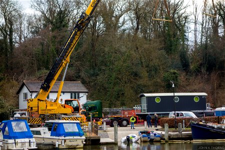 Delivering a River Pod http://www.theriverpodcompany.co.uk/ to the River Medway by road as Allington Lock closed for maintenance. photo