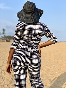 Woman beach sand photo