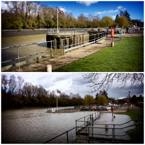 Allington Lock Really High Tide comparison