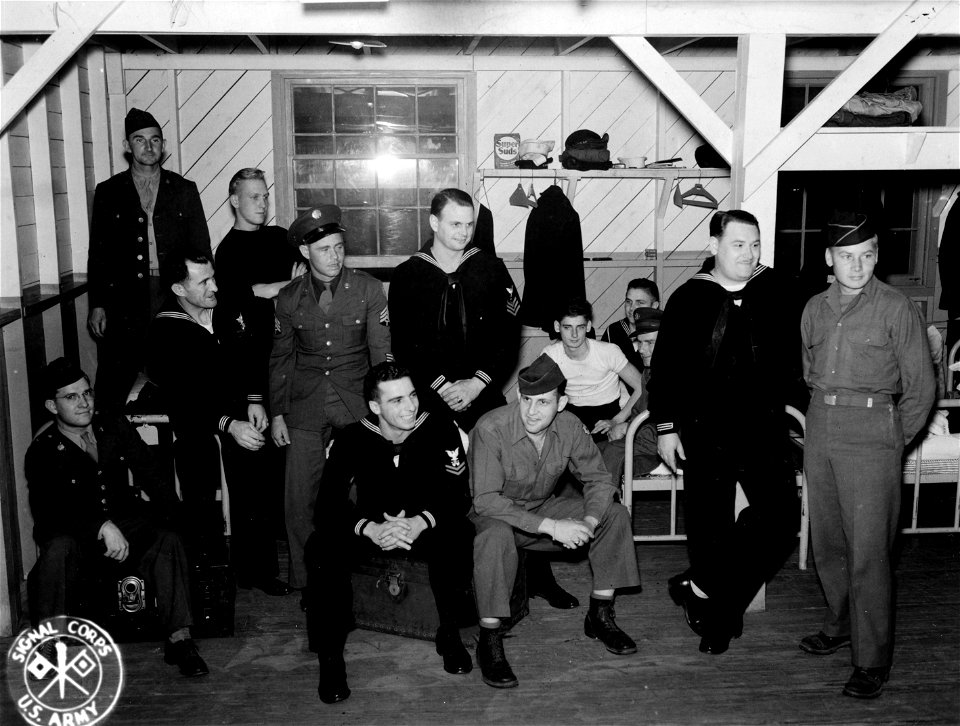 Soldiers and Sailors share barracks at Fort Sam Houston, Texas.