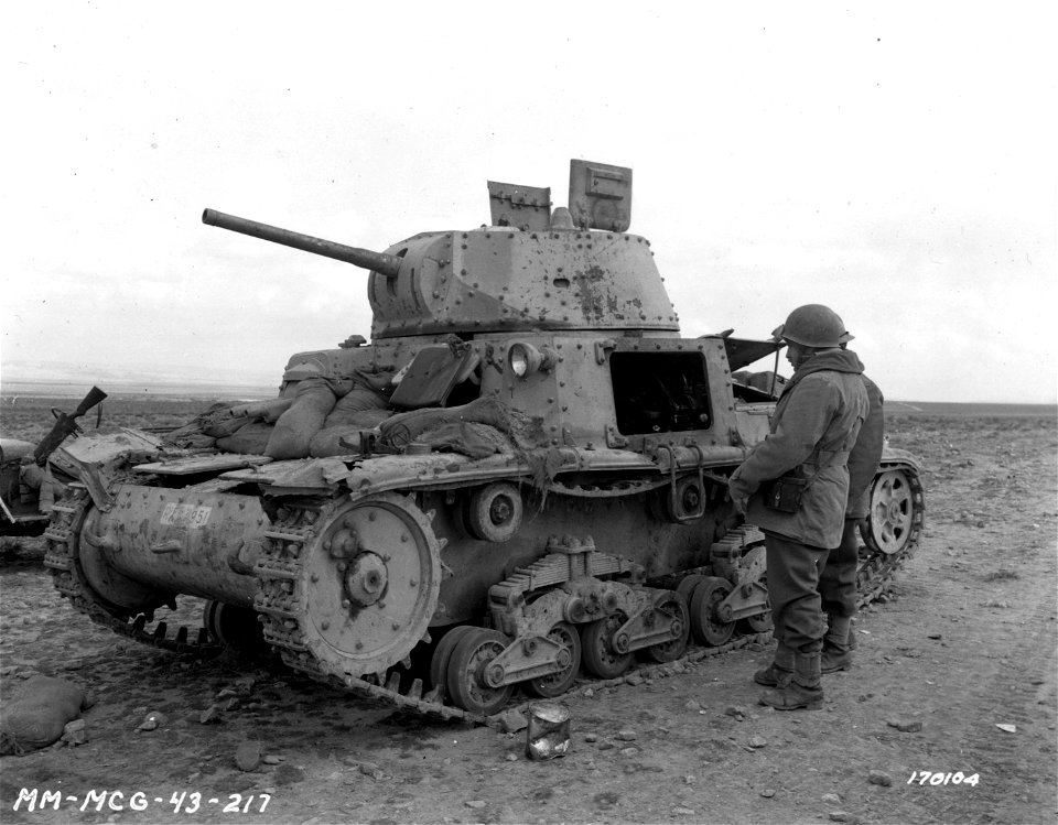 SC 170104 - An Italian tank that was destroyed by the Allies in North Africa. 20 February, 1943.