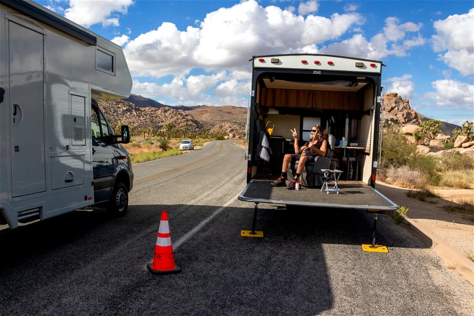 Visitor relaxing on the Side of the Road