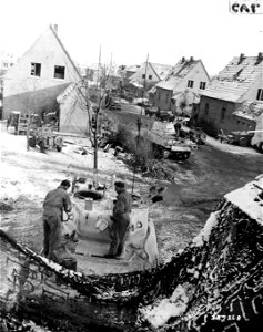 SC 337268 - Tanks of the 701st Tank Battalion, 102nd Infantry Division, are being serviced before movement to the front lines in Belgium. 25 January, 1945.
