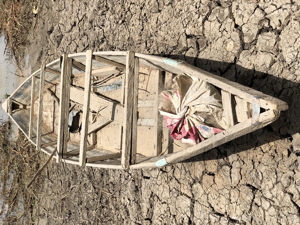 Old boat canoe wood