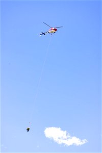 Yellowstone Helitack short-haul training: crew hauling patient to safety (3)