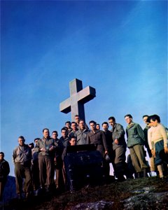 C-959 - Fifth Army soldiers sing hymns during Easter sunrise services high in the Apennine Mountains in Italy. Organist is S/Sgt. William D. Wilkins. photo