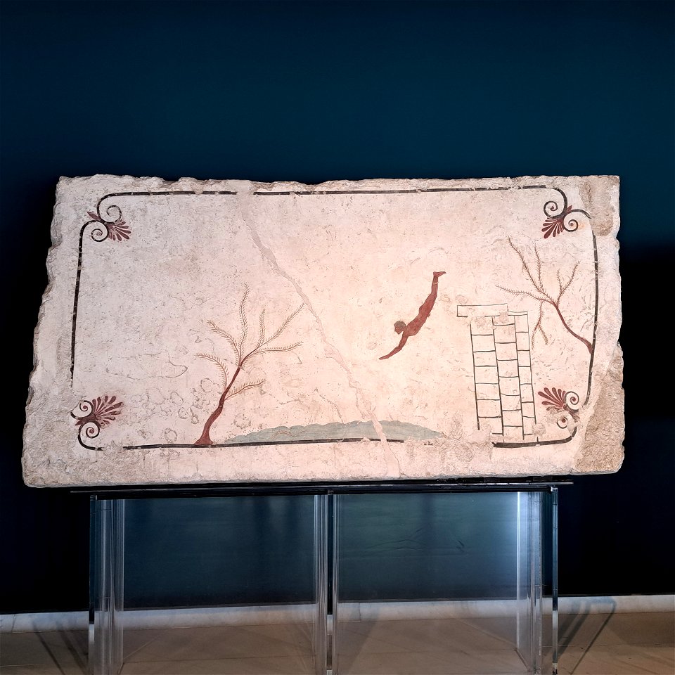 470 BCE Tomb painting the Diver Paestum Italy
