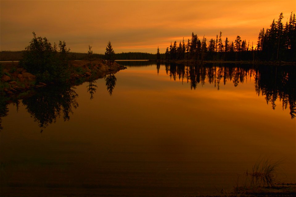 Golden sunrise on Waldo Lake, Oregon photo