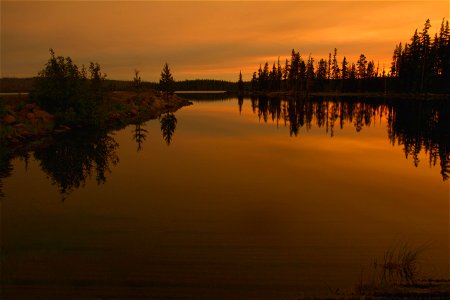 Golden sunrise on Waldo Lake, Oregon