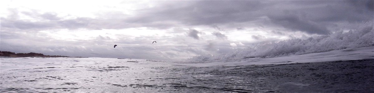 Kiteboarding, Waves, Saunton Sands Beach, Braunton, North Devon, UK   4th Oct 2022  Sea&Sea DX-2G photo
