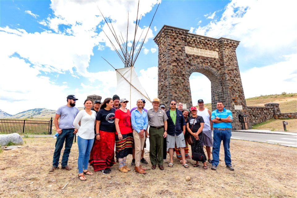 North Entrance teepee installation event: Cam Sholly and event organizers