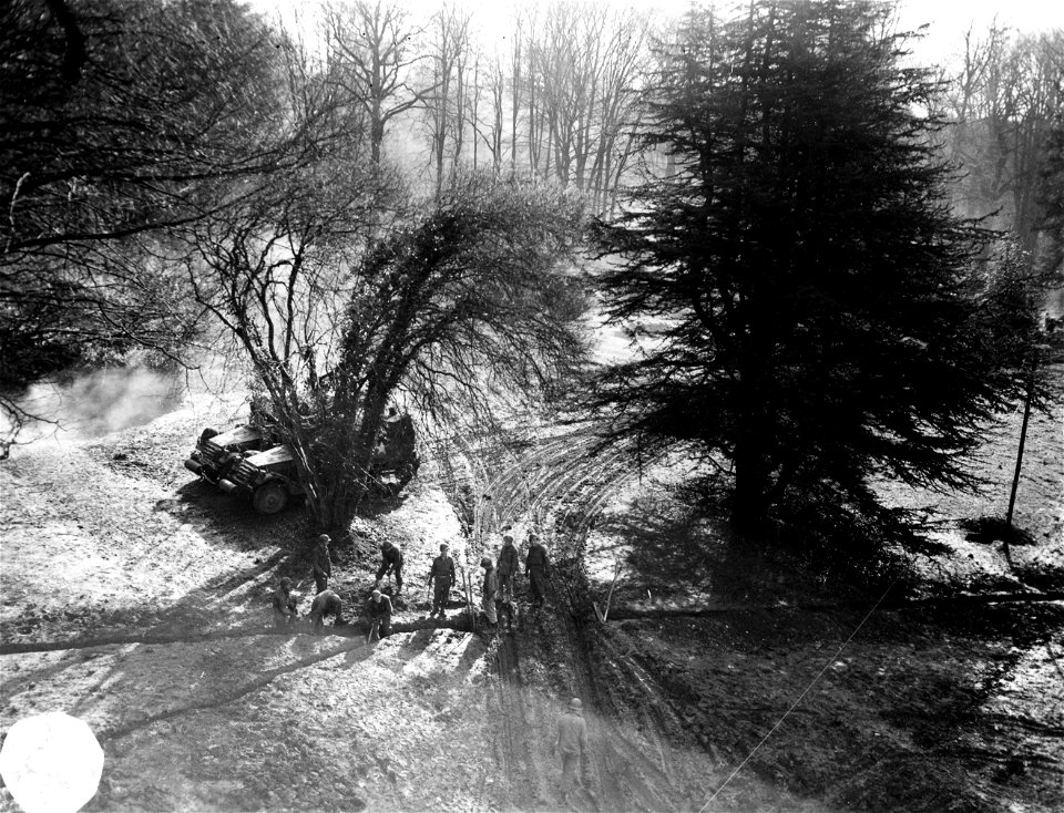 SC 221517 - Mud pix at 65th Armored Infantry. St. Andre.