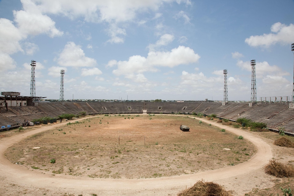 Panoramic view sports ground grandstand
