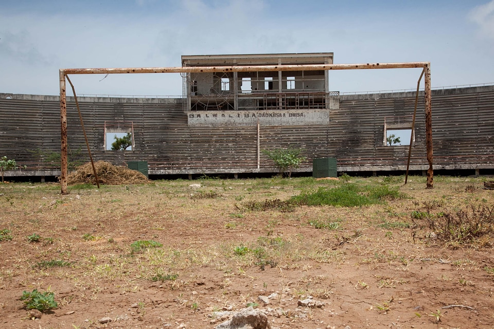 Grandstand goal soccer stadium