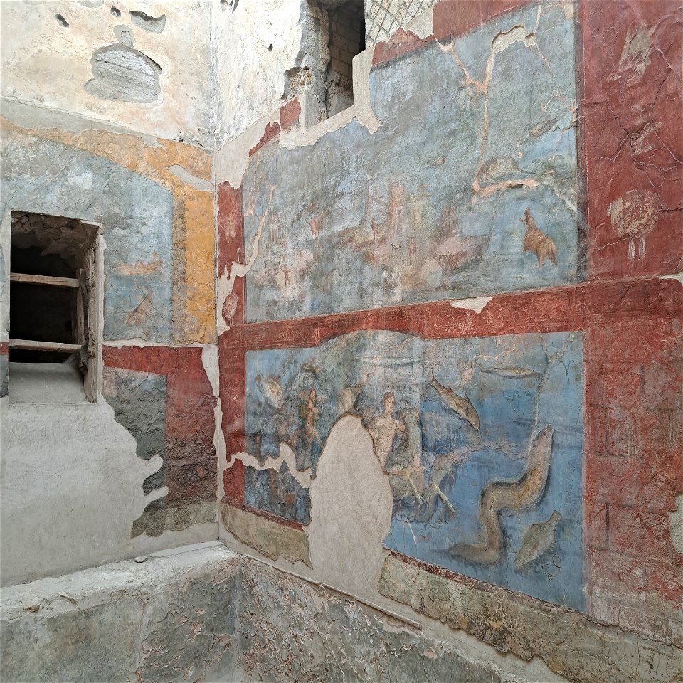 Frescos in Suburban Bath Ruins Pompeii Italy