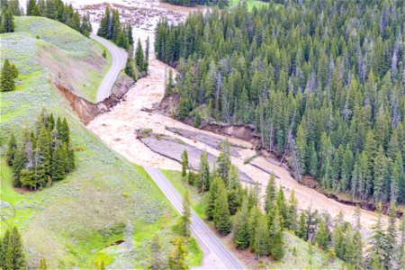 Yellowstone flood event 2022: Northeast Entrance Road washout near Trout Lake Trailhead (2)