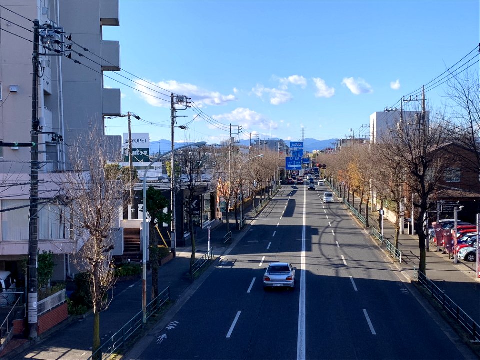 A view from pedestrian bridge in Yayoi, Higashikurume-shi in mid-December