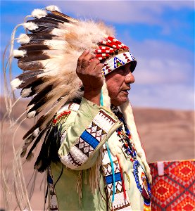 Ute Elder Roland McCook with His Father's Headdress