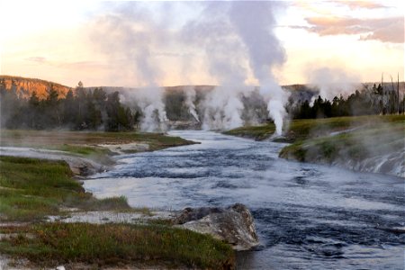 Sunrise over Firehole River photo