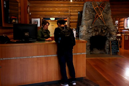 Jenny Lake Visitor Center Ranger Answers Visitor Questions photo
