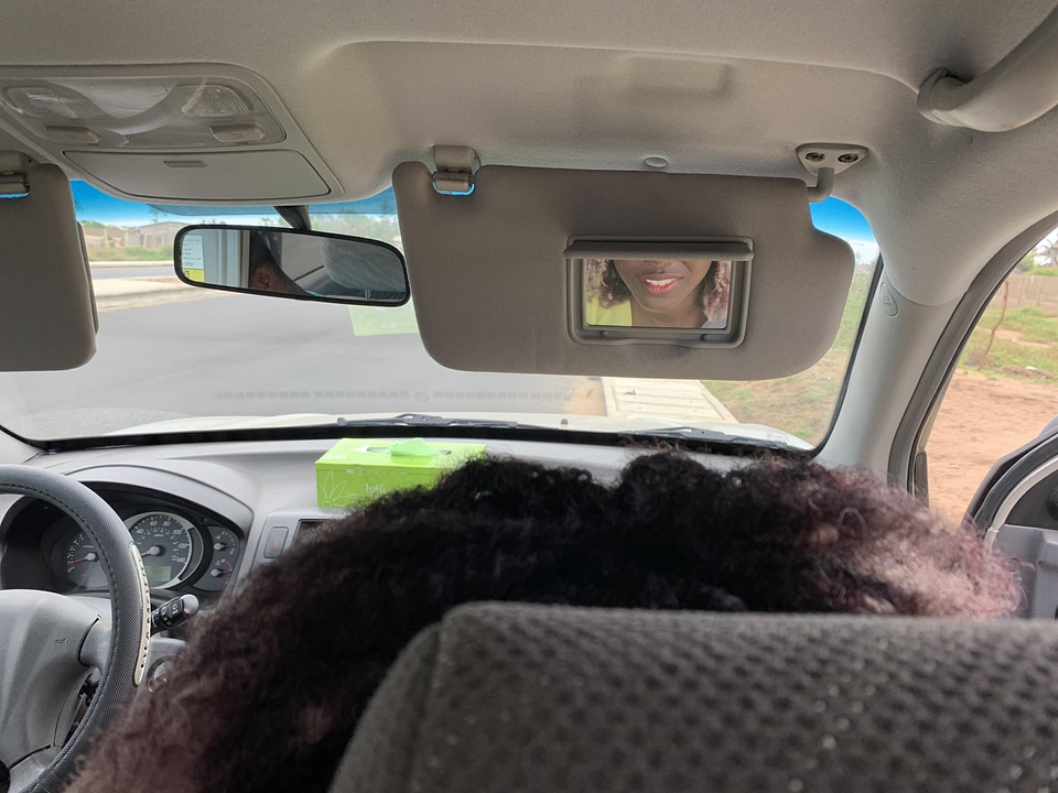 Woman car mirroring