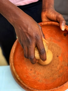 People man wooden gourd photo