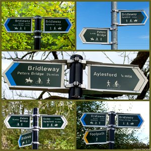 Following the signposts trying to keep up with the cyclists and horse!