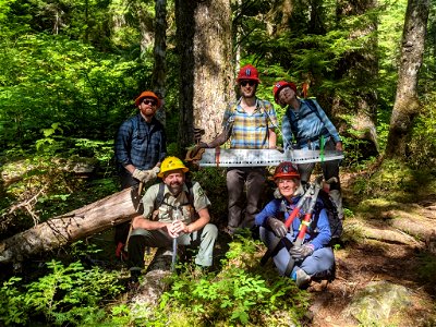 The log out crew with the Mountaineers on Church Creek on the Olympic National Forest photo