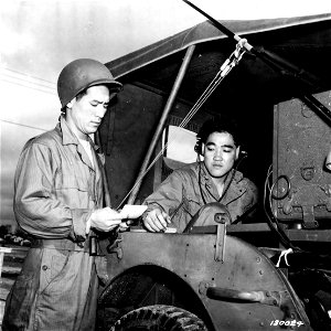 SC 180024 - Japanese Americans in Army train to avenge Pearl Harbor: photo