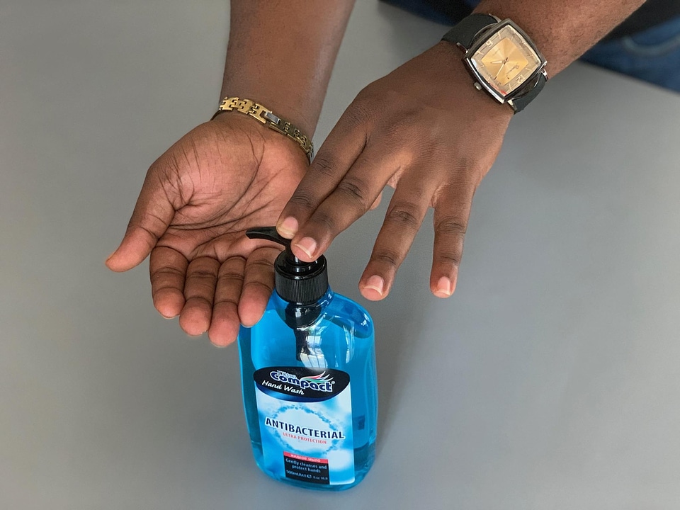 People man clean hands