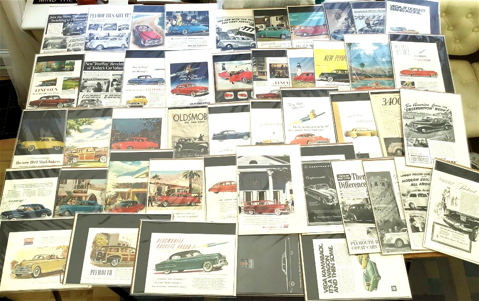 DIARY NOTES Autojumble Stall Preparation 1930 1940 1950 USA Car Original Adverts from National Geographic and Autocar Magazine