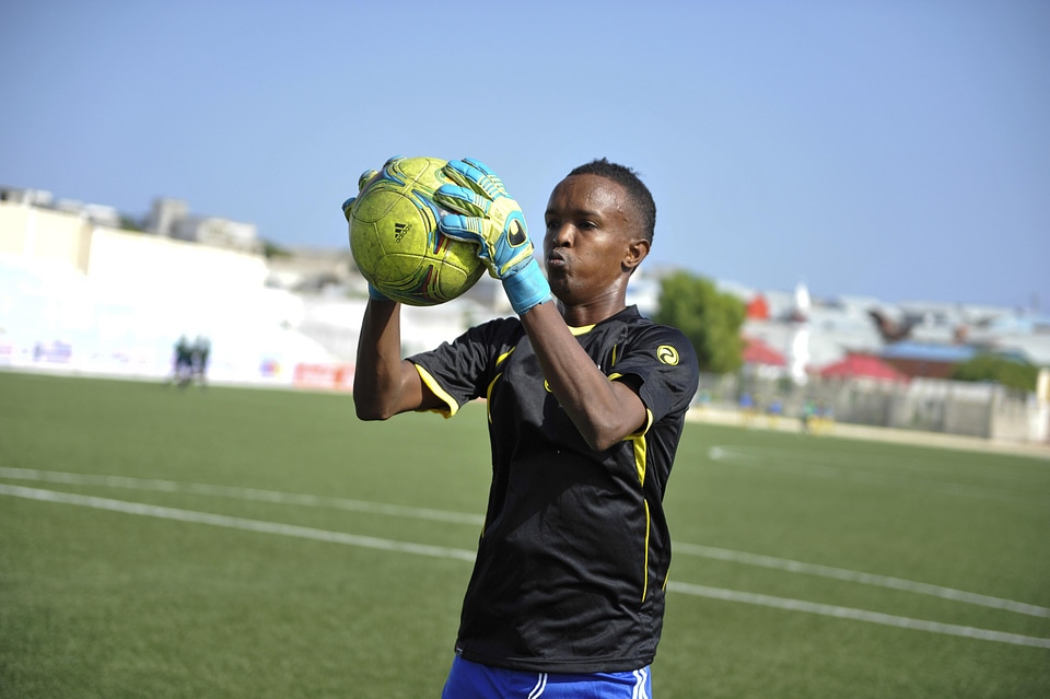 Football player goalkeeper