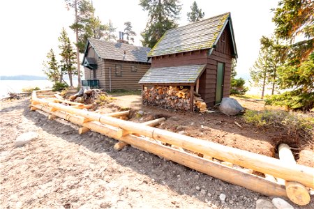Peale Island Cabin: new retaining wall under construction